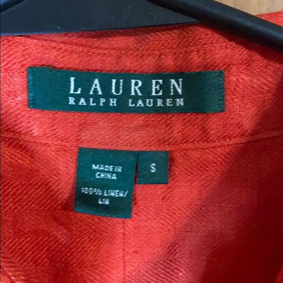 Lauren Ralph Lauren Orange Linen Button Down Sz S - Picture 3 of 4